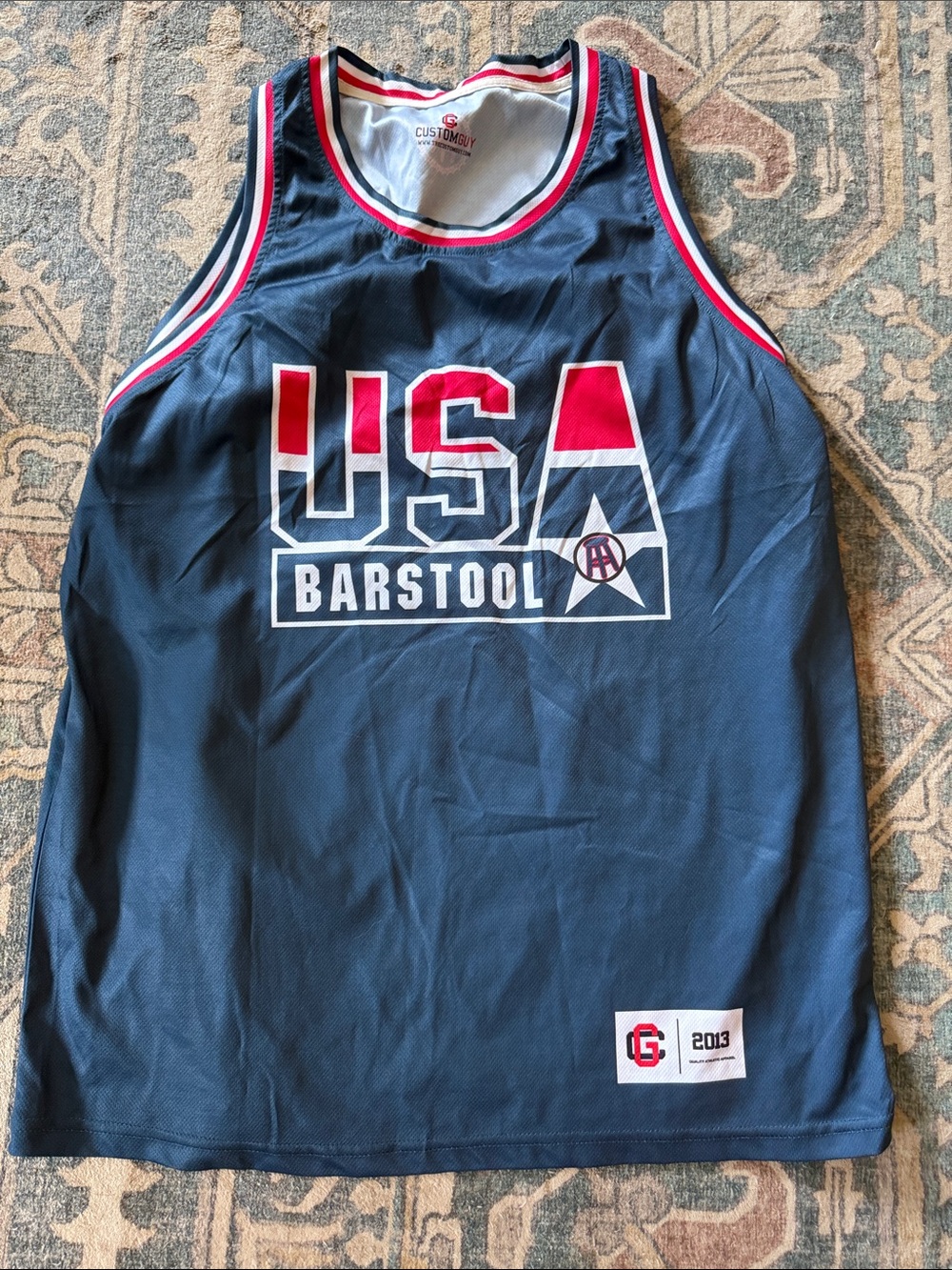 Barstool USA Men's Basketball Jersey - Navy/Red/White